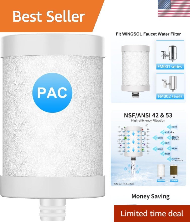 Carbon Fiber Faucet Filter Cartridge – Easy Installation, 1 Pack, NSF Certified