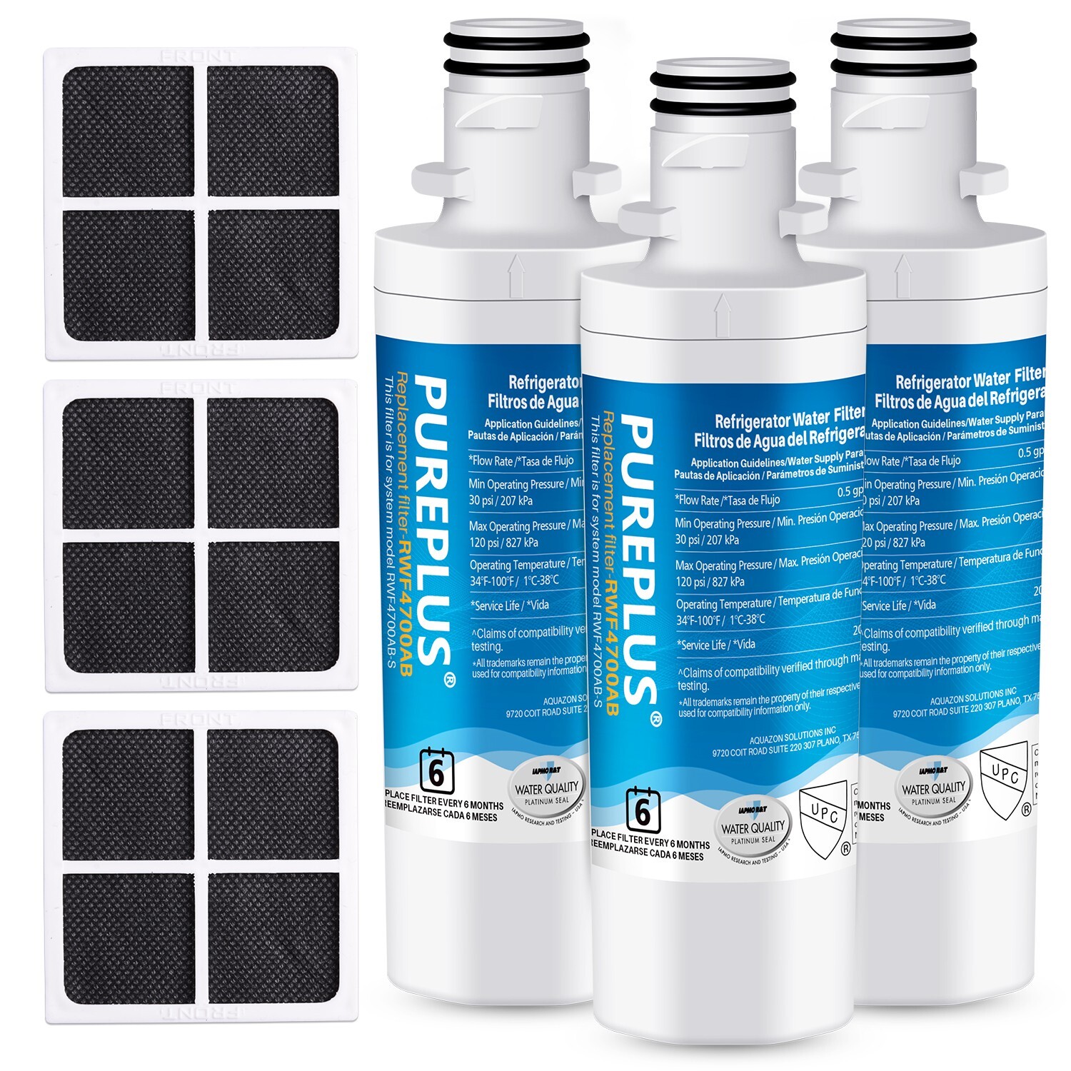 PUREPLUS ADQ747935 Replacement for LG LT1000P LT1000 & Air Filter, 3Pack