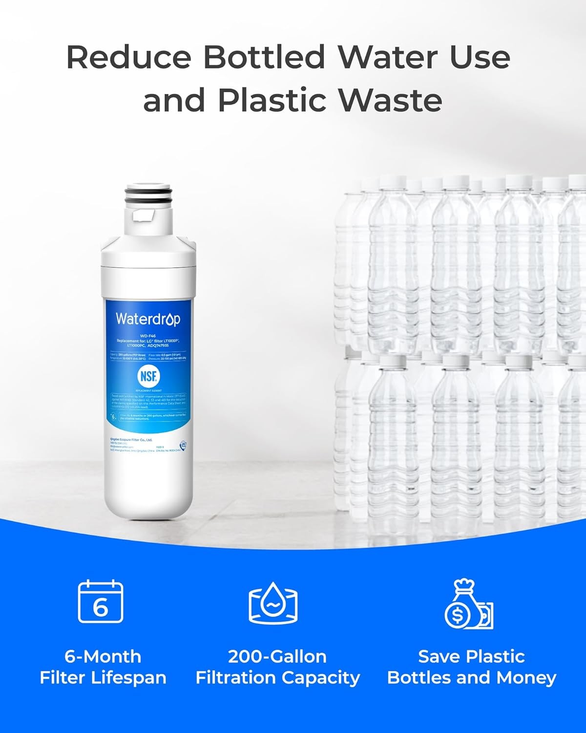 Waterdrop F46A01 Refrigerator Water & Air Filter Replacement for LG® LT1000P®(3)