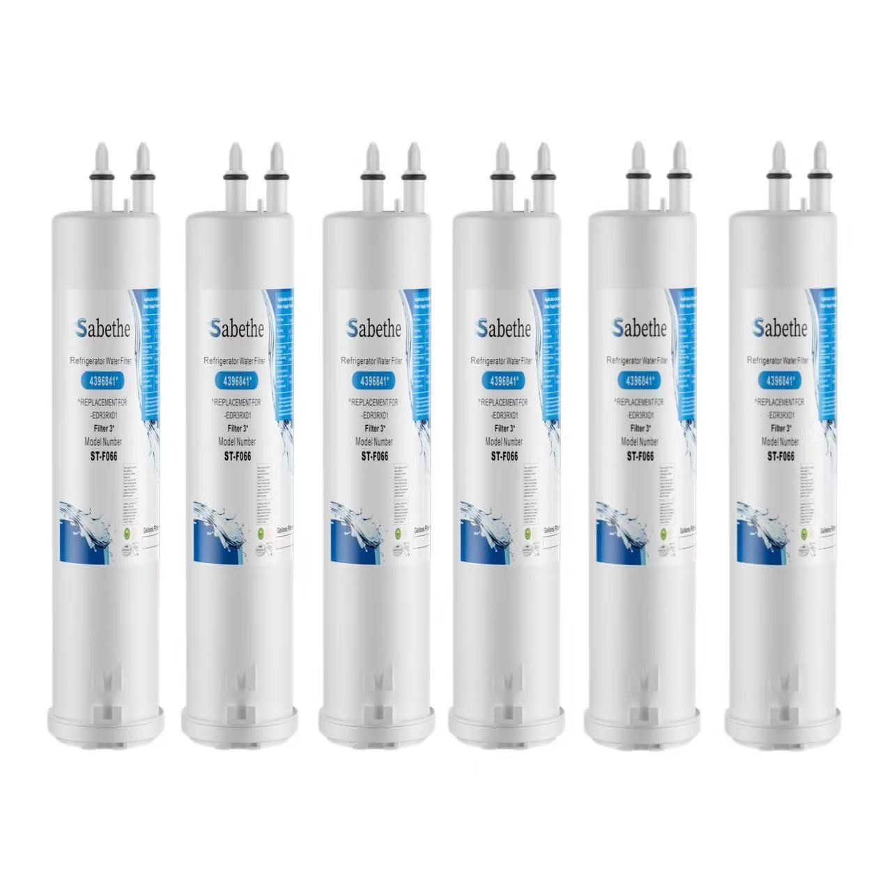 6 pack Refrigerator water filter Replacement for KAD3RXD1,WHR3RXD1,W101211416