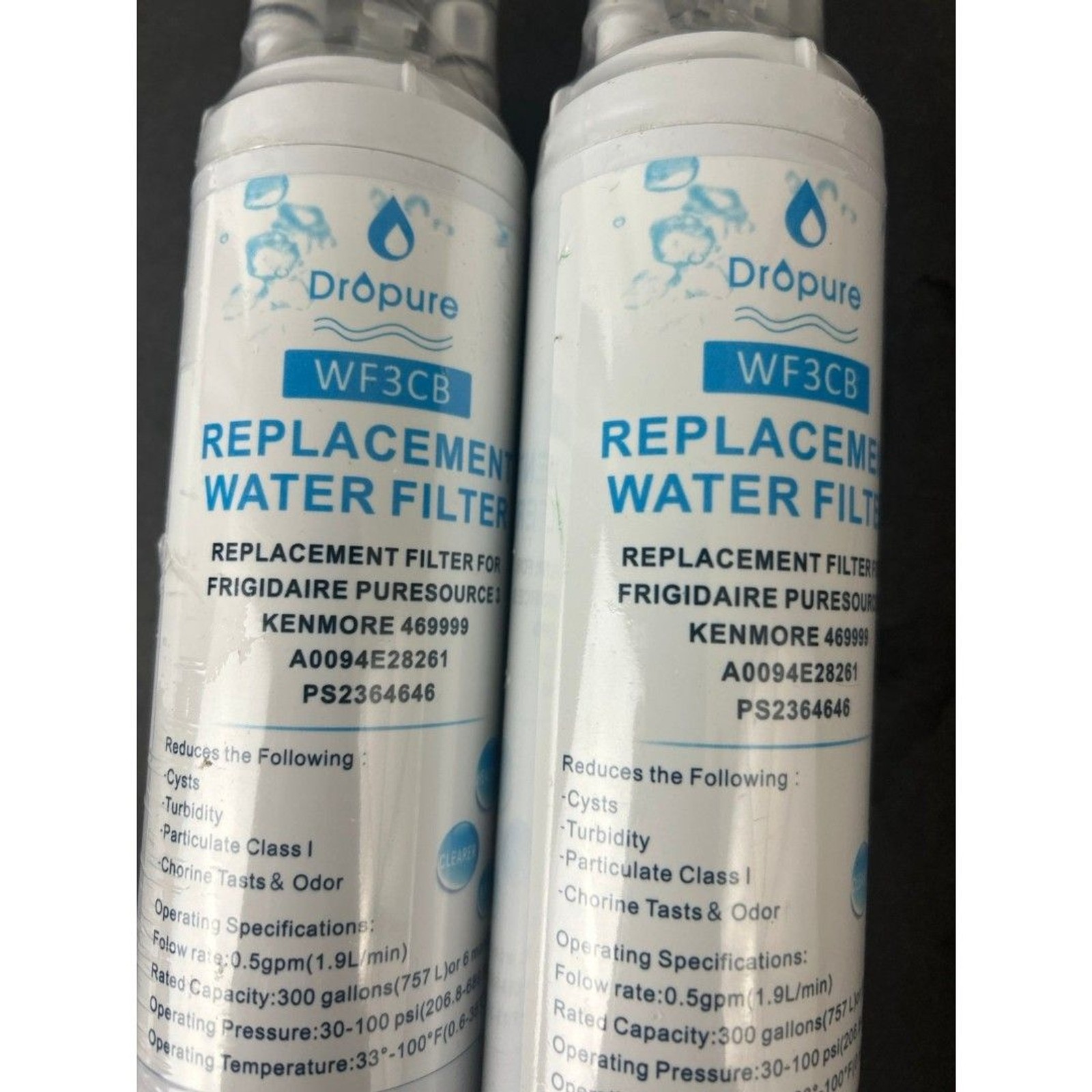 2 Pack Dropure WF3CB Replacement Water Filter Frigidaire PureSource Kenmore