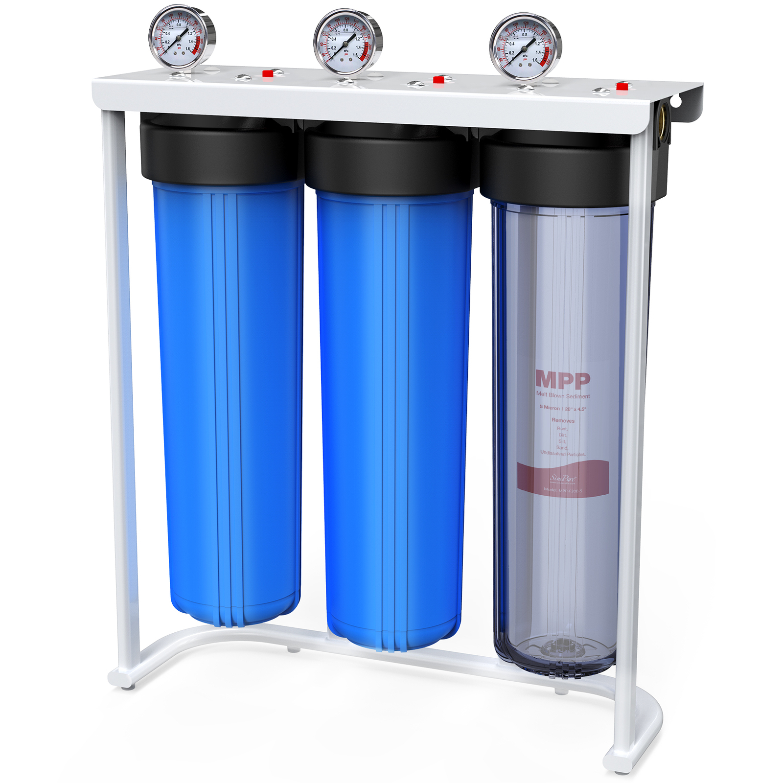 3Stage 4.5″x20″ Big Blue Whole House Water Filter System +1 Set Filter Cartridge