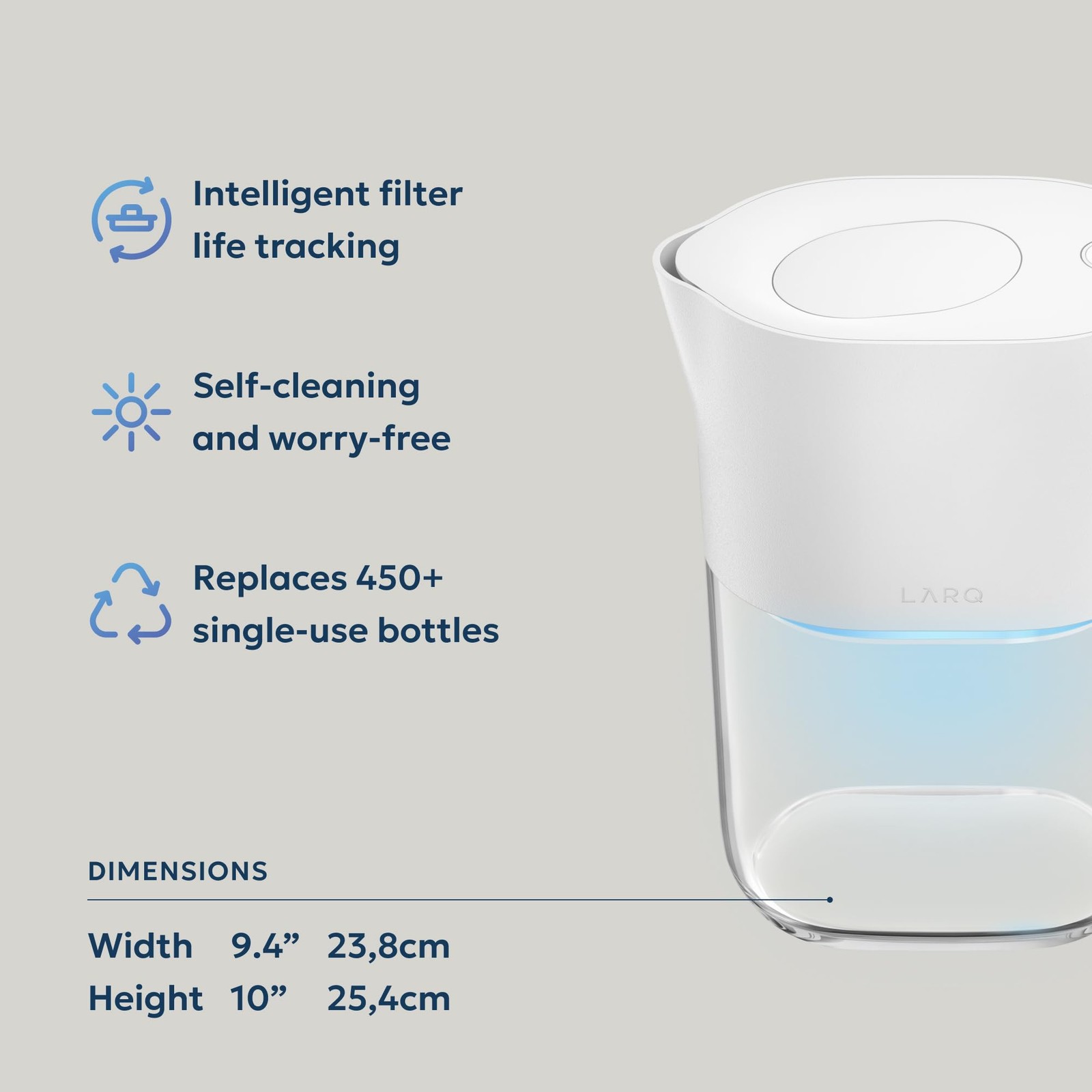 PureVis 3-in-1 Water Pitcher – Purifier, Filter & Tracking, 8-Cup Water Purif…