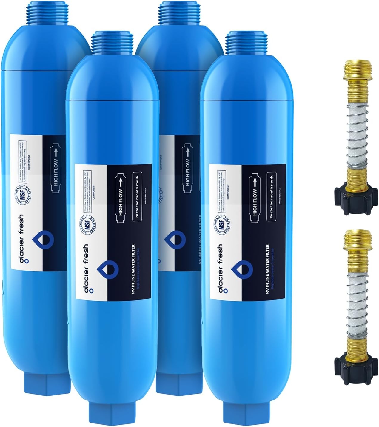 GLACIER FRESH RV/Marine Water RV Filter 4 Count (Pack of 1), Blue