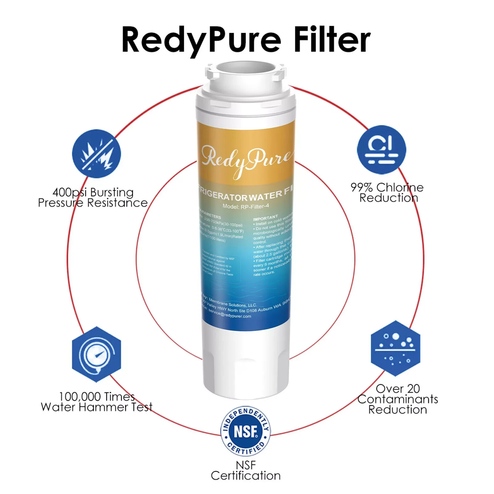 RedyPure UKF8001 UKF8001AXX-750 or -200 Refrigerator Water Filter 3-pk ~ NIB