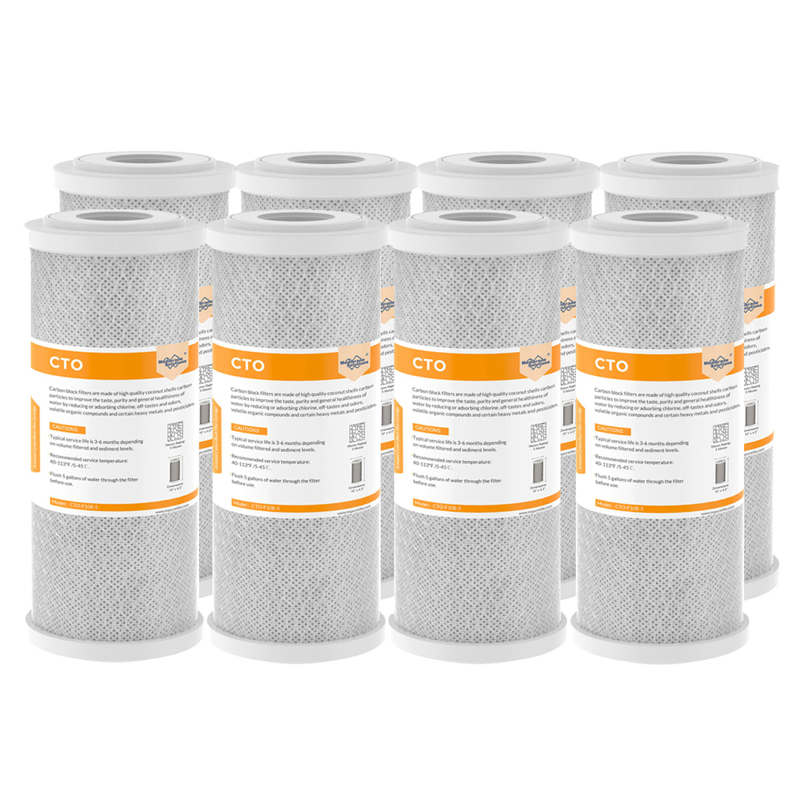 5 Micron 10×4.5″ Carbon Block Water Filter Replacement Cartridge Whole House -8P
