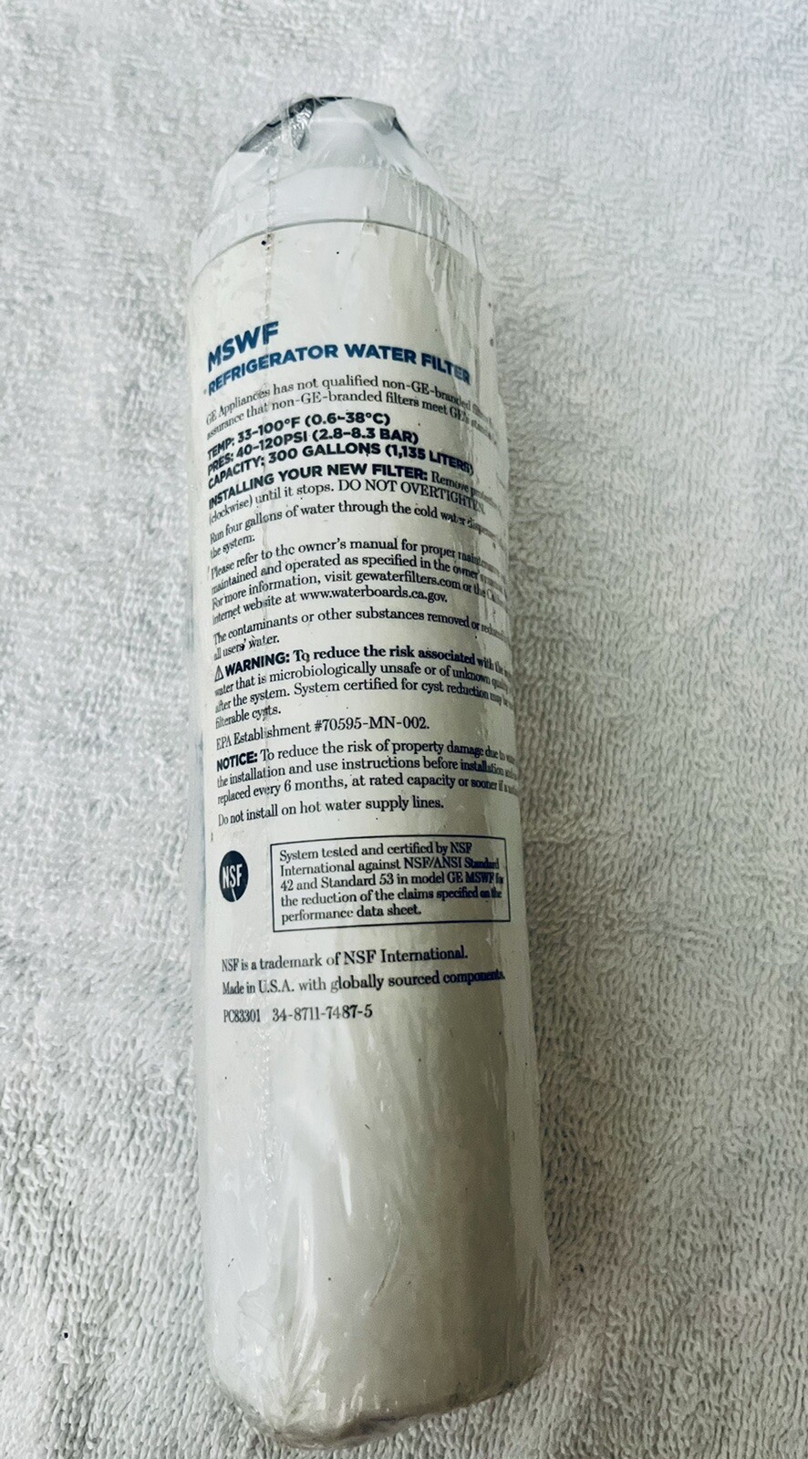 GE® MSWF SMARTWATER WATER FILTER CARTRIDGE Sealed