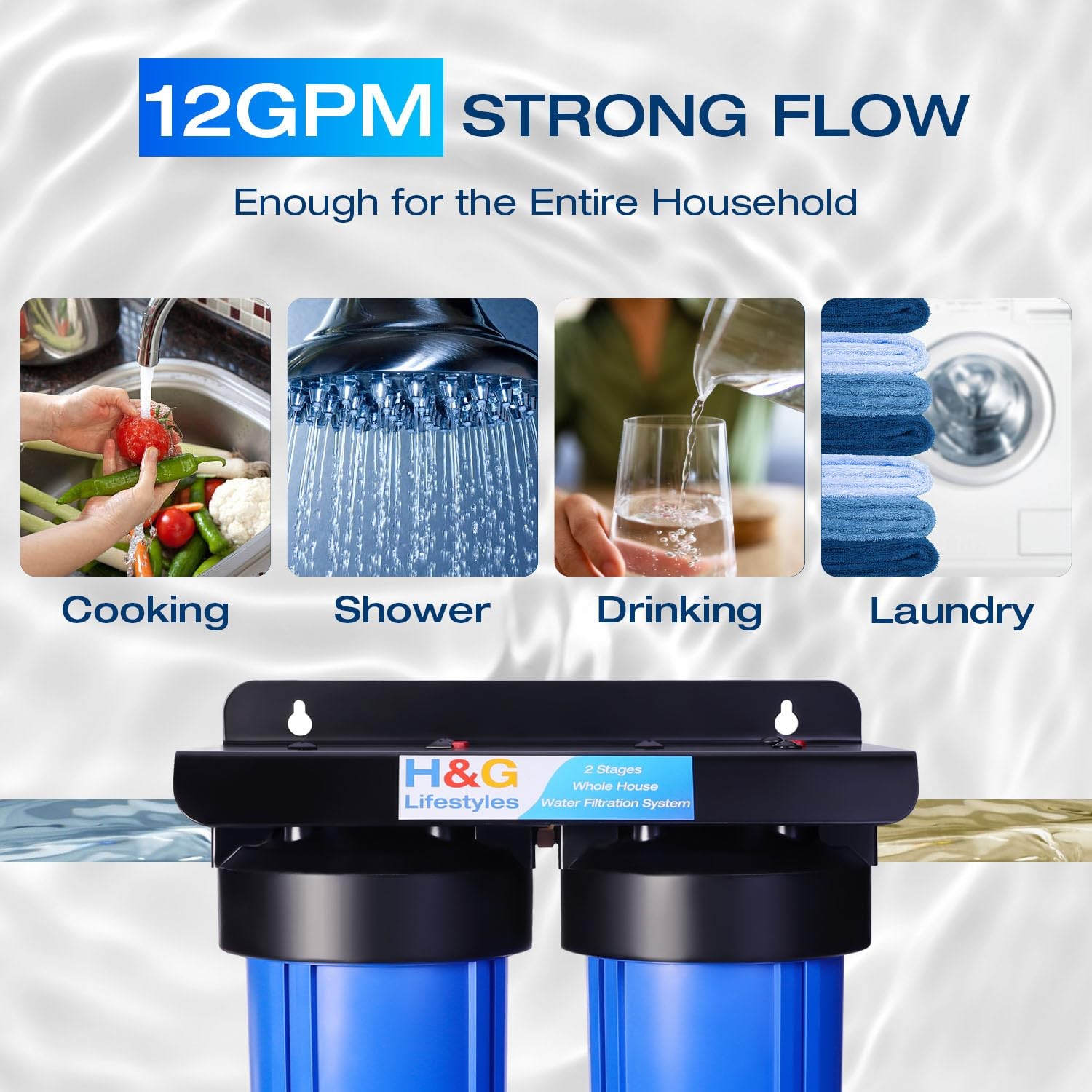 2-Stage Whole House Water Filtration System, GAC KDF 58 Filter and PP Cotton …