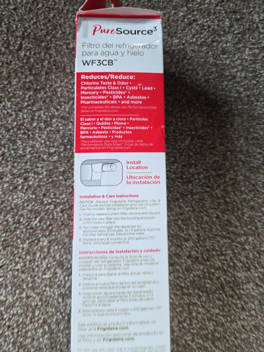 Frigidaire PureSource 3 WF3CB Water Filter White for BFHS2611LM Refrigerator