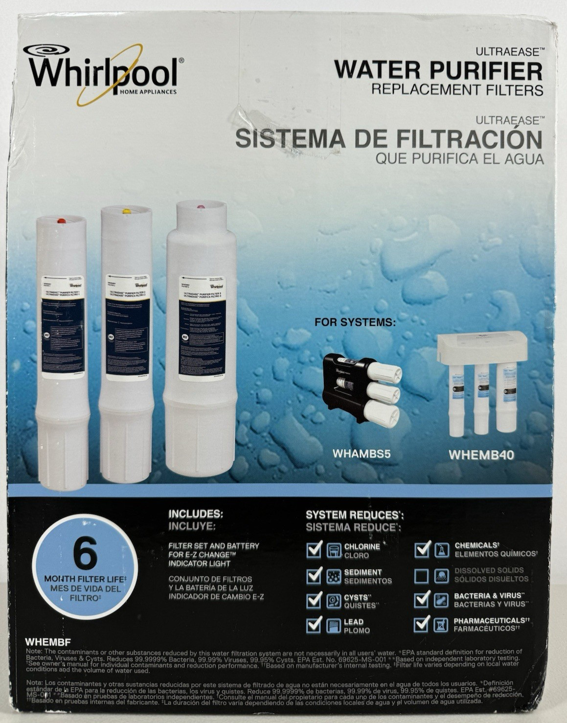 Whirlpool WHEMBF5 Under Sink Water Purifier System Filters for WHEMB40 WHAMBS5