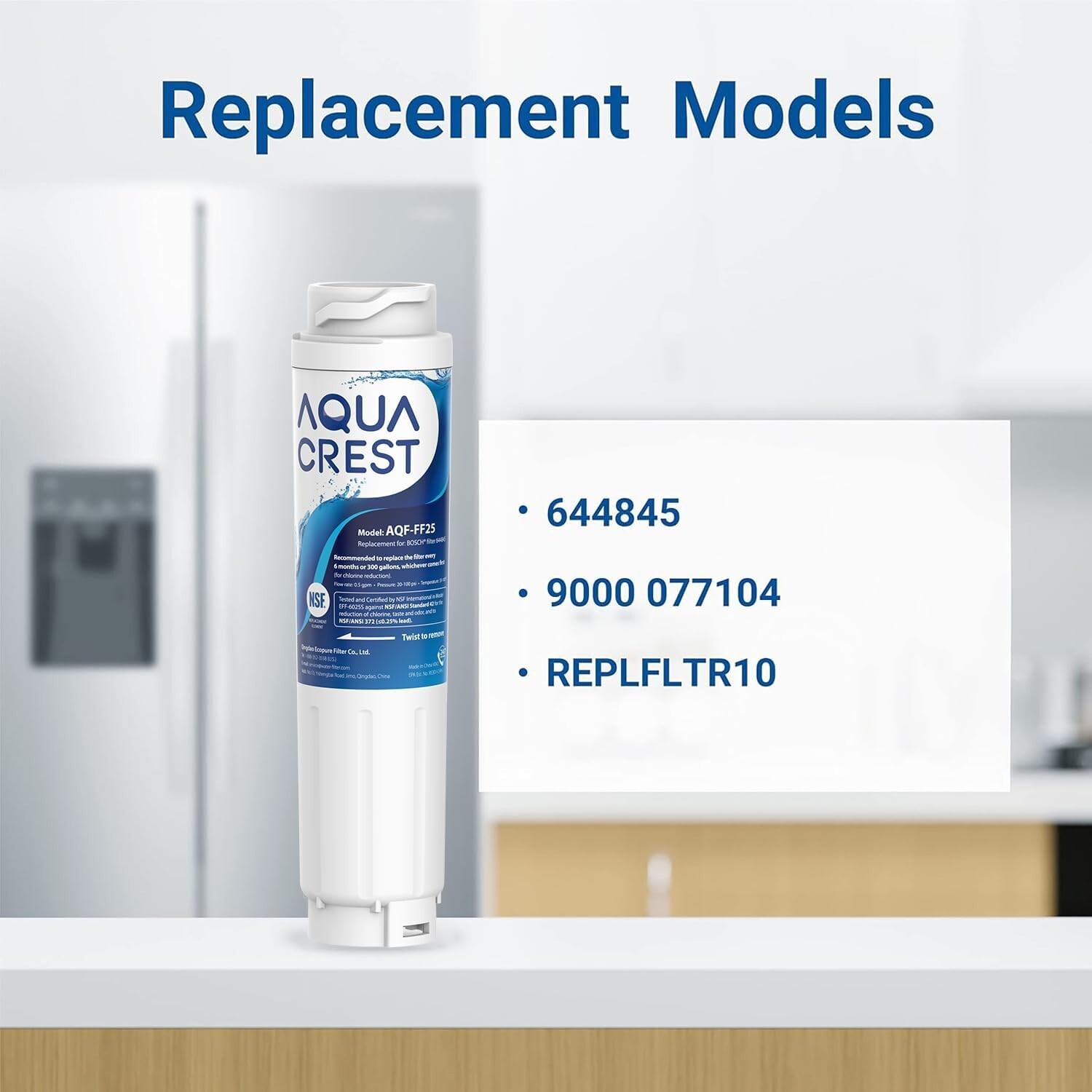 AQUA CREST 644845 Refrigerator Water Filter Replacement for Bosch® Ultra Clarity