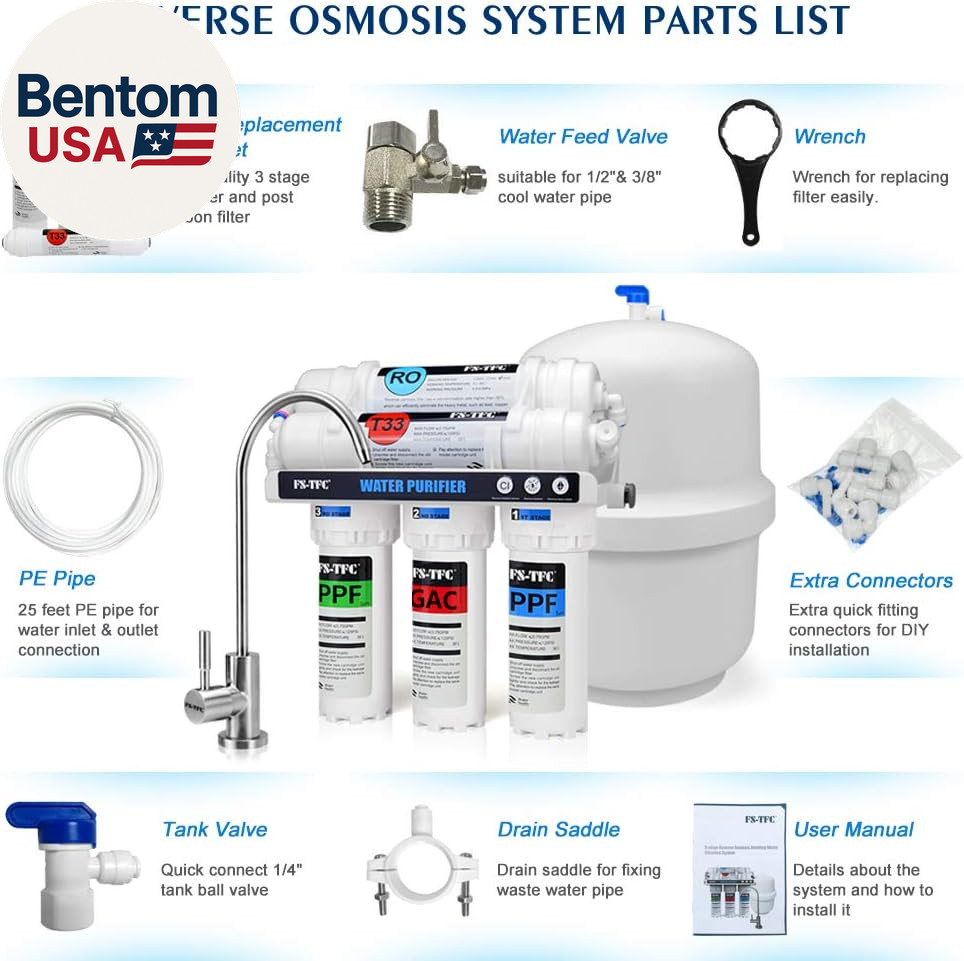 5-Stage Reverse Osmosis Water Filtration System 100GPD Fast Flow plus Extra 4 Fi