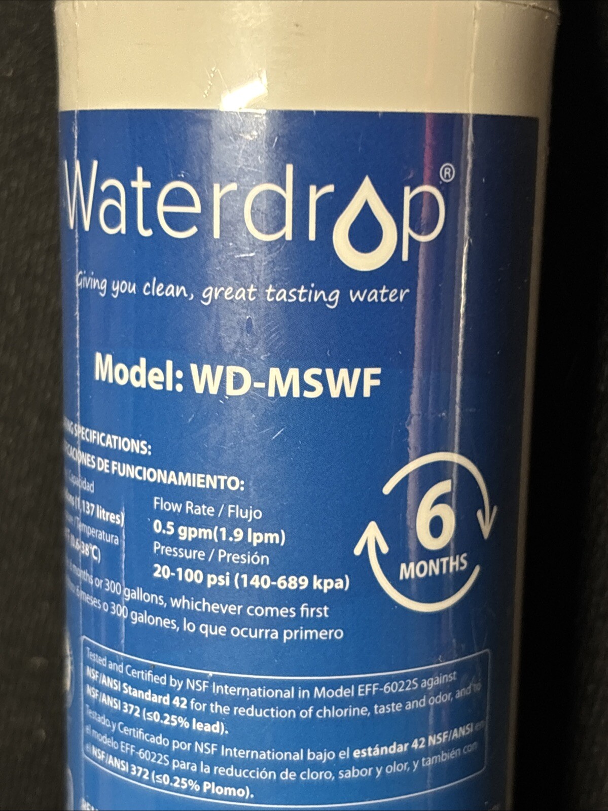 New WATERDROP WD-MSWF Refrigerator Ice/Water Filter MD-MSWF 6 Months 300 Gallons