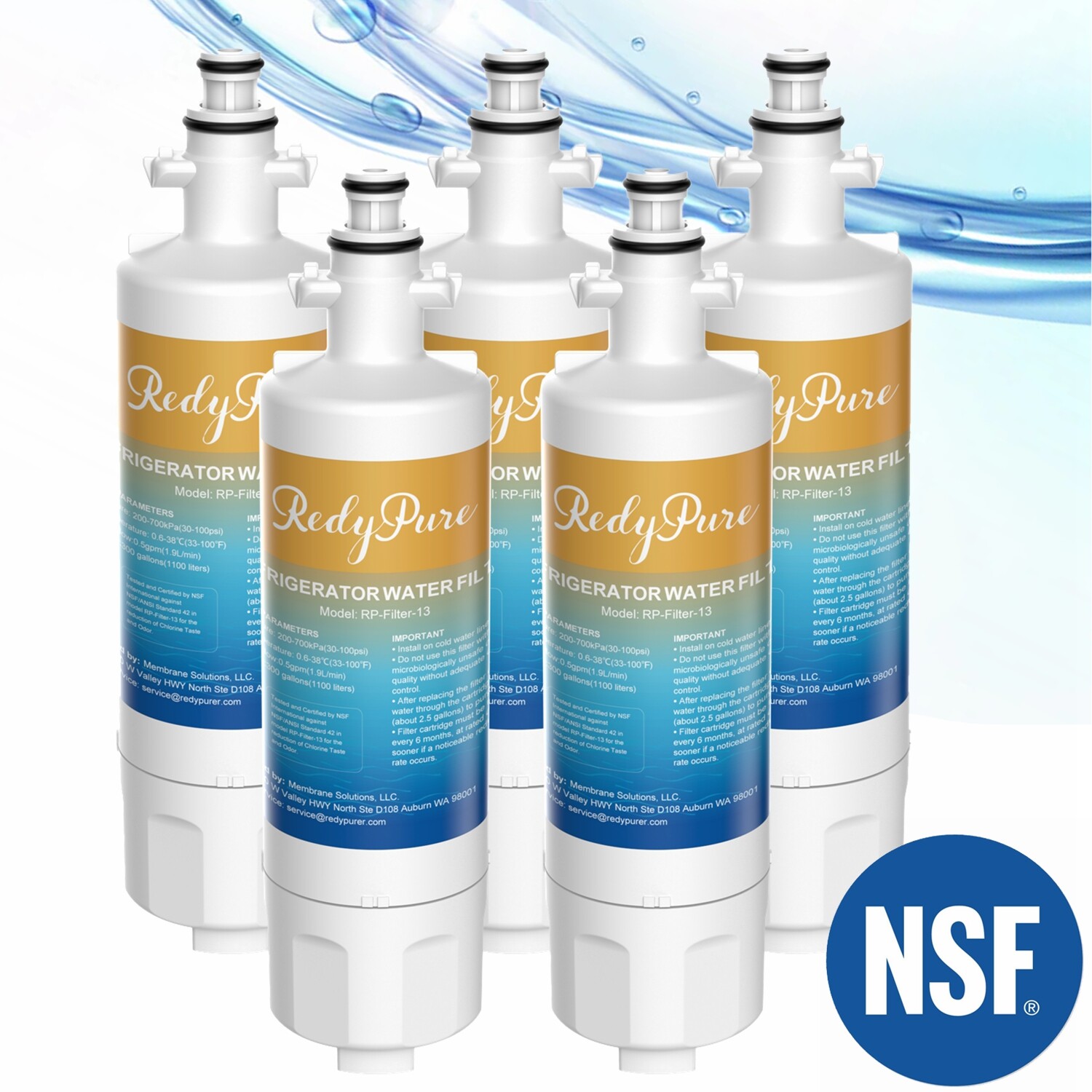 5 Pack Fit for LG LT700P ADQ36006101 Kenmore 469690 Refrigerator Water Filter US