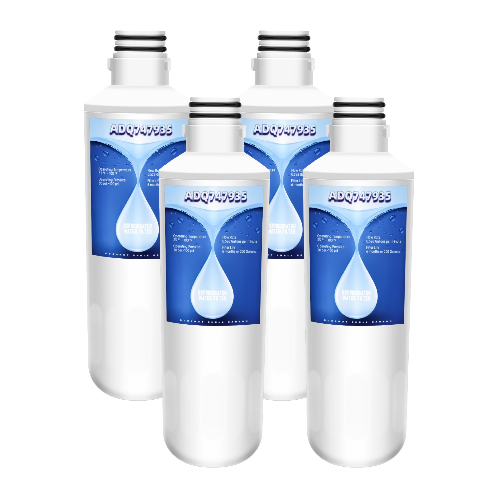 4 Pack Refresh Refrigerator Ice Water Filter For LG LT1000P ADQ747935 Brand New
