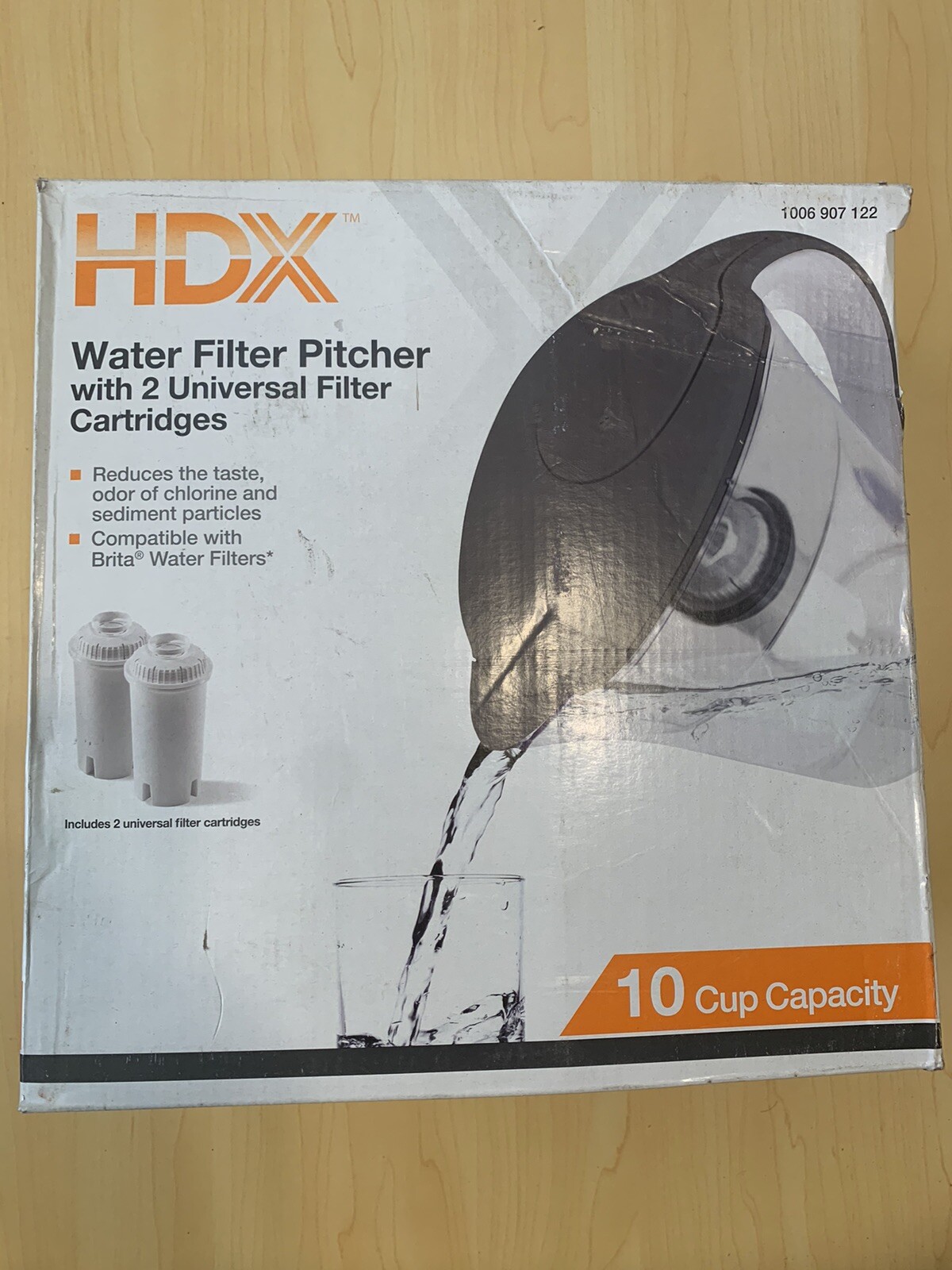 New, Free ship, HDX 10-Cup Large Water Filter Pitcher with 2 Filters, BPA Free