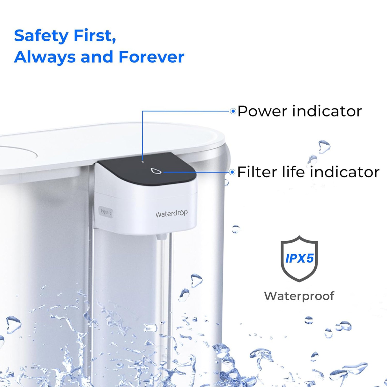 Waterdrop Compact Electric Water Filter Pitcher,200GallonWater,With 2 Filter