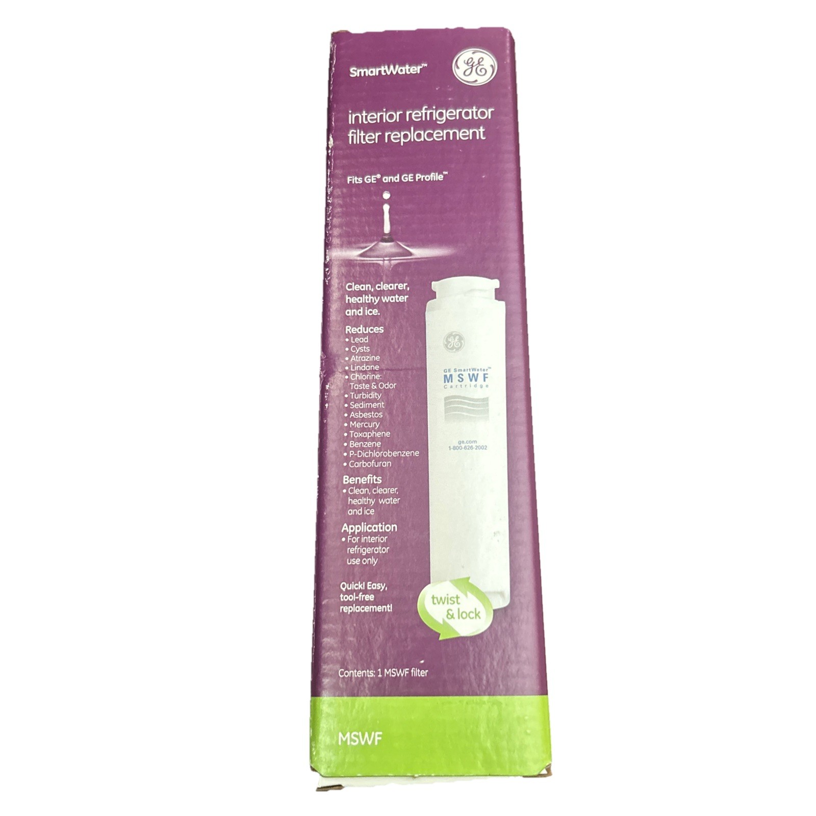 GENUINE GE MSWF SmartWater Refrigerator Water Filter Fits GE & GE Profile NEW FS