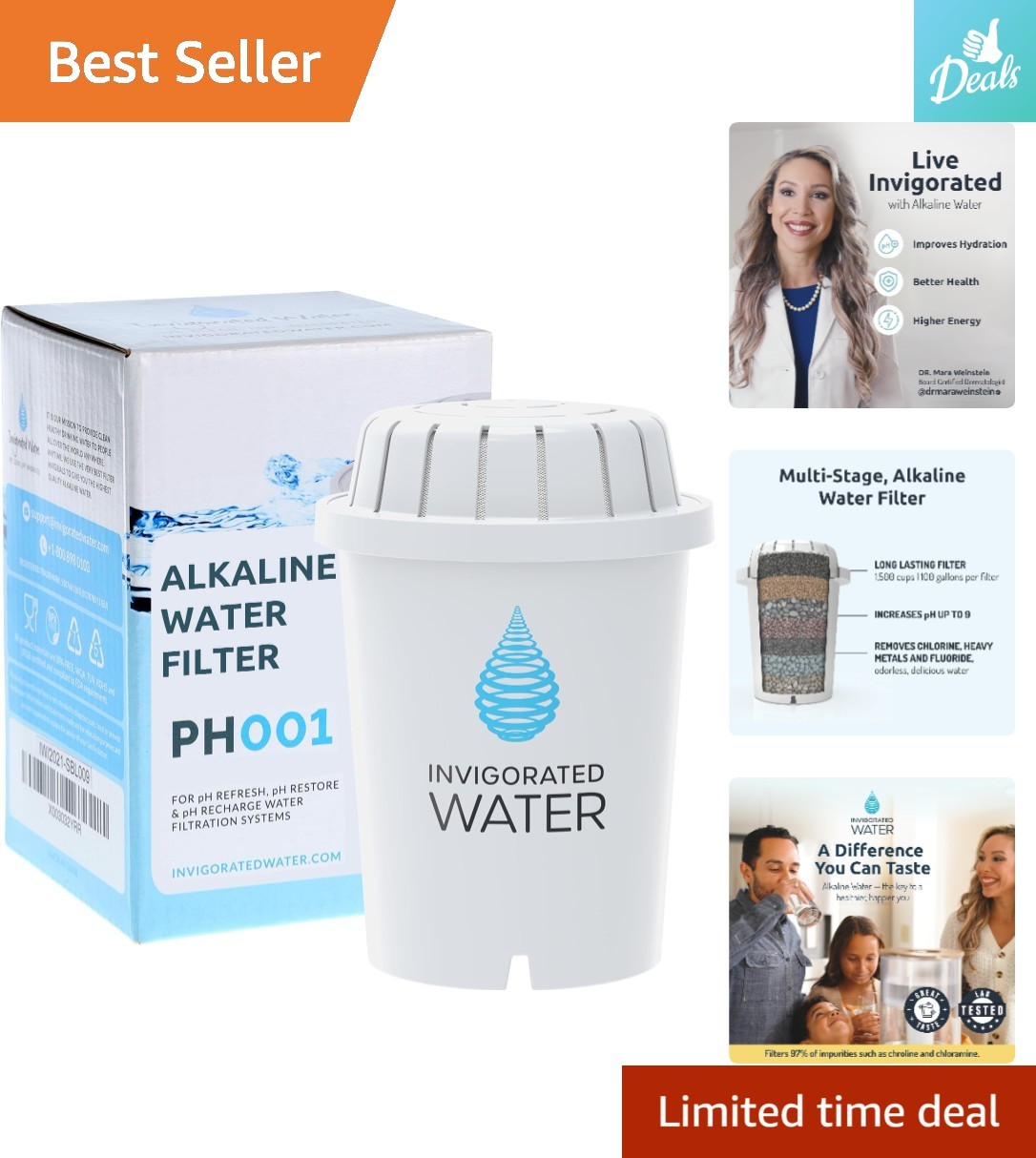 PH001 White Alkaline Water Filter – 96 Gallons, BPA-Free, Multi-Stage Filtration
