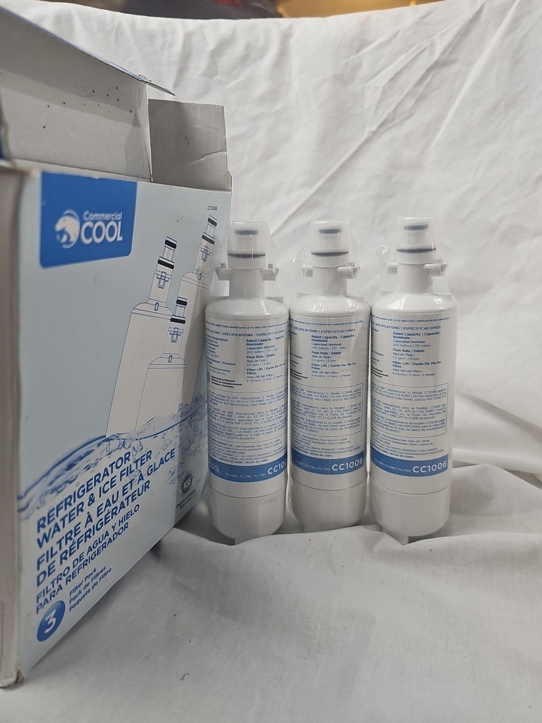 Commercial Cool 3 Pack Refrigerator Water & Ice Filter CC1006 Sealed