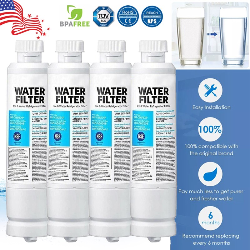 New 4 PACK for Samsung DA29-00020B HAF-CIN/EXP Refrigerator Water & Ice Filters