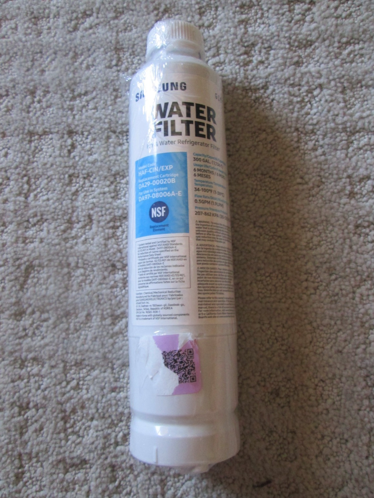 OEM NEW SEALED Genuine Samsung DA29-00020B HAF-CIN/EXP Refrigerator Water Filter