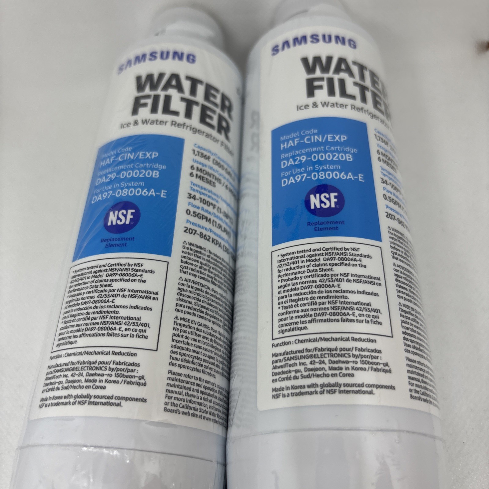 Genuine Samsung DA29-00020B HAF-CIN/EXP Refrigerator Water Filter US New 2 Pack