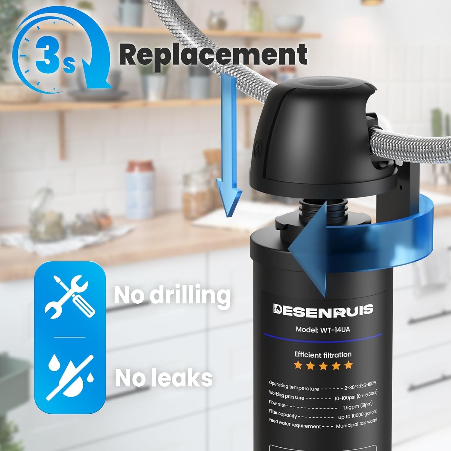 Coconut Shell Carbon Under Sink Water Filter – Manual Operation & Easy Install