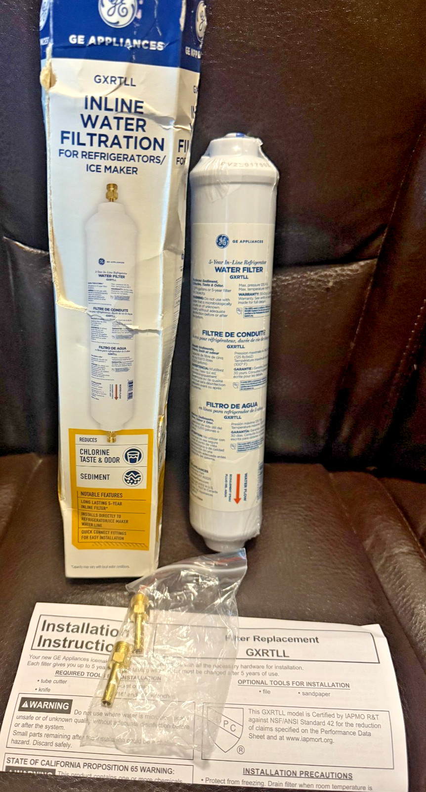 GE Appliances GXRTLL 5-Year Inline Water Filtration Fridge/Ice Maker OB NEW