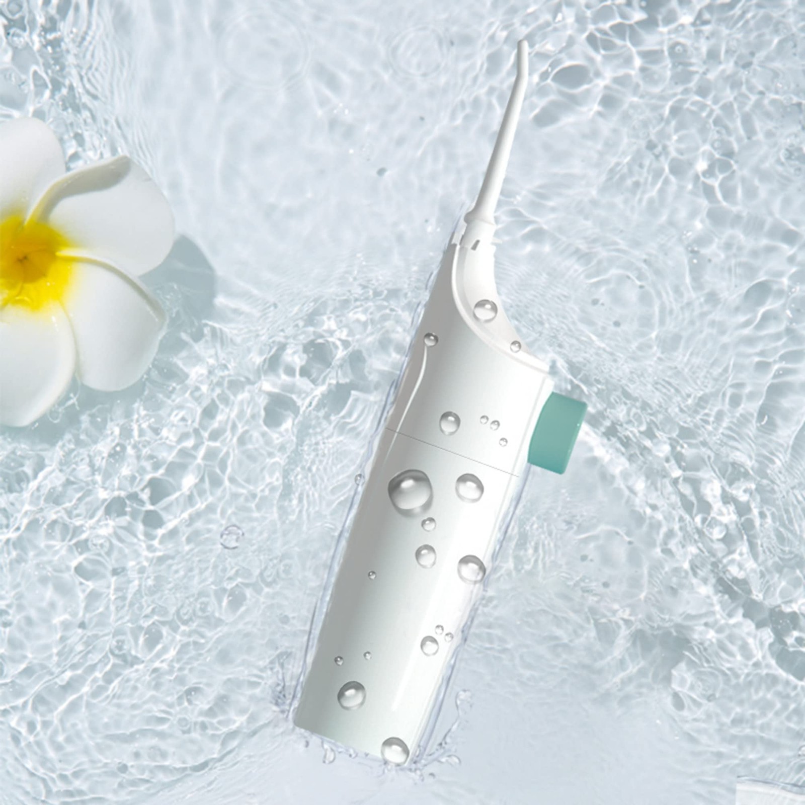 Cordless Water Dental Flosser Non-Electric Simple 1 Count (Pack of 1), White
