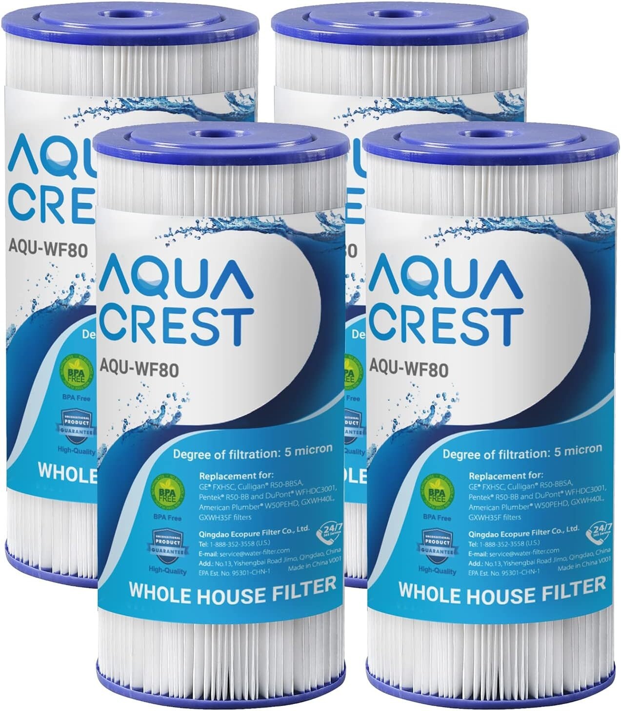 AQUACREST FXHSC Whole House Water Filter,Replacement for GE®FXHSC,GXWH40L(4)