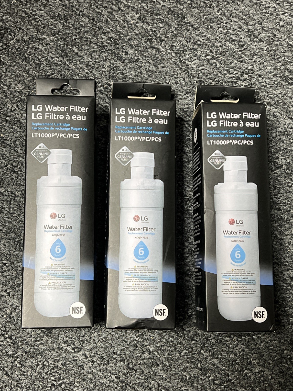 (3) Genuine LG Water Filter Replacement Cartridge LT1000P/PC/PCS – New/ Sealed