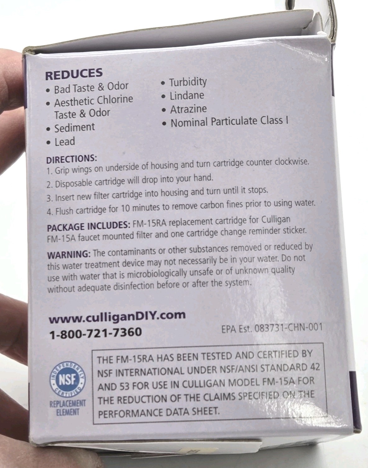 Culligan FM-15RA Replacement Water Filter Cartridge Advanced Filtration 200 Gal.