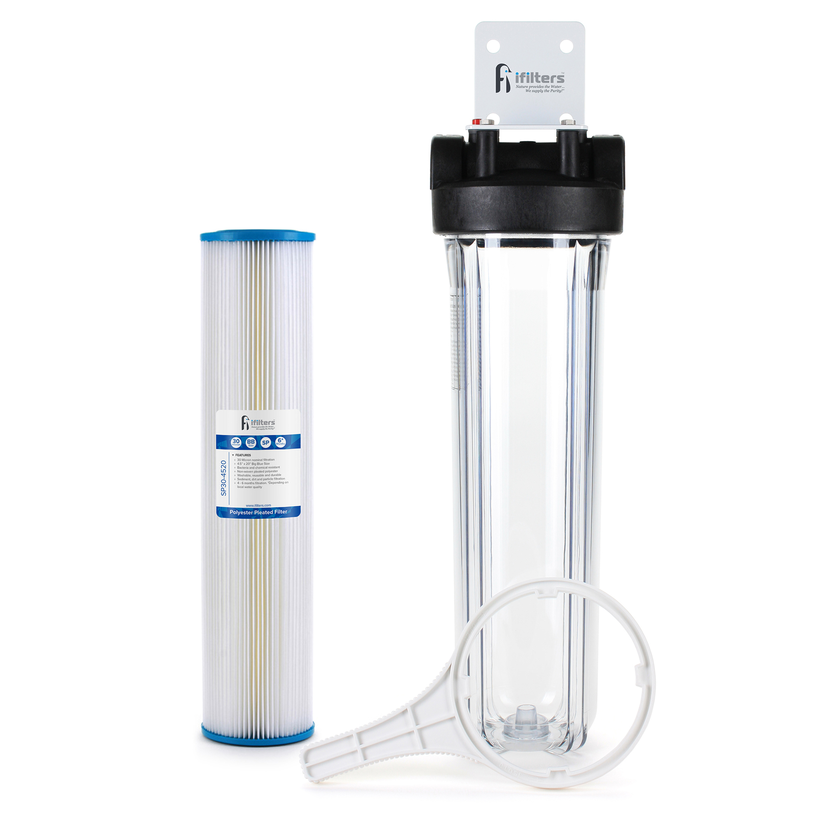 Well Water 20″ Filtration Sediment System Pleated Washable Filter, 1″ Ports