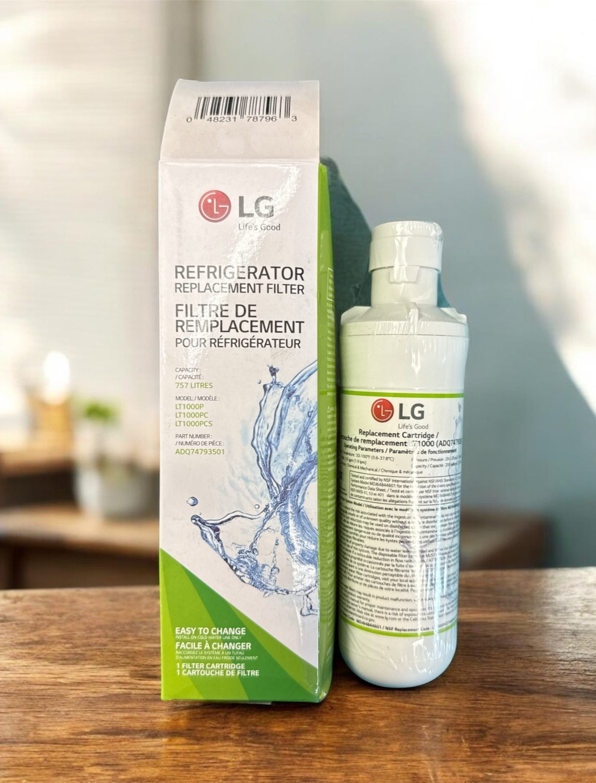 1 PACK LT1000P Genuine LG LT1000P ADQ7479350 Refrigerator Water Filter Open Box