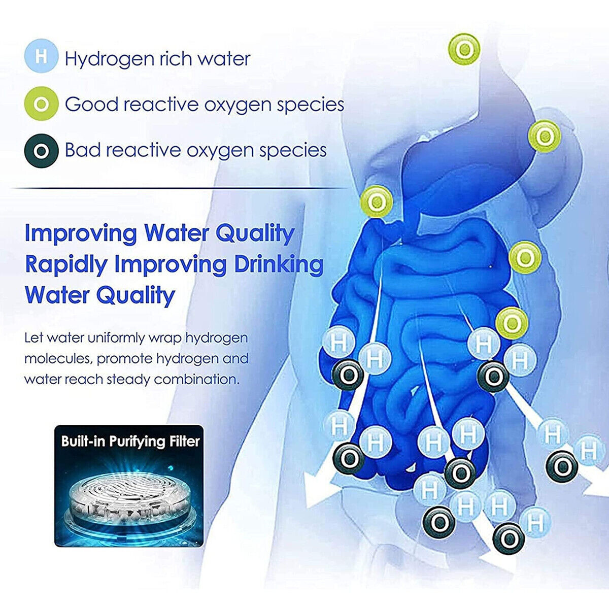 Hydrogen Water Machine Generator 2L Water Ionizer Generator Machine Kettle US