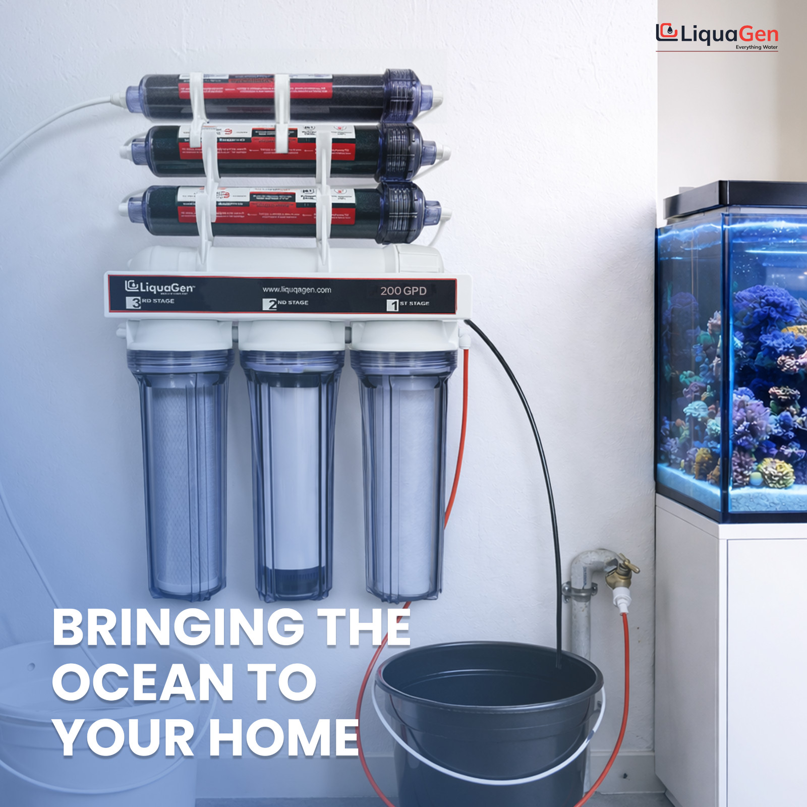 LiquaGen 200 GPD 7 Stage RO DI System Triple DI Aquarium Reef Water Filter