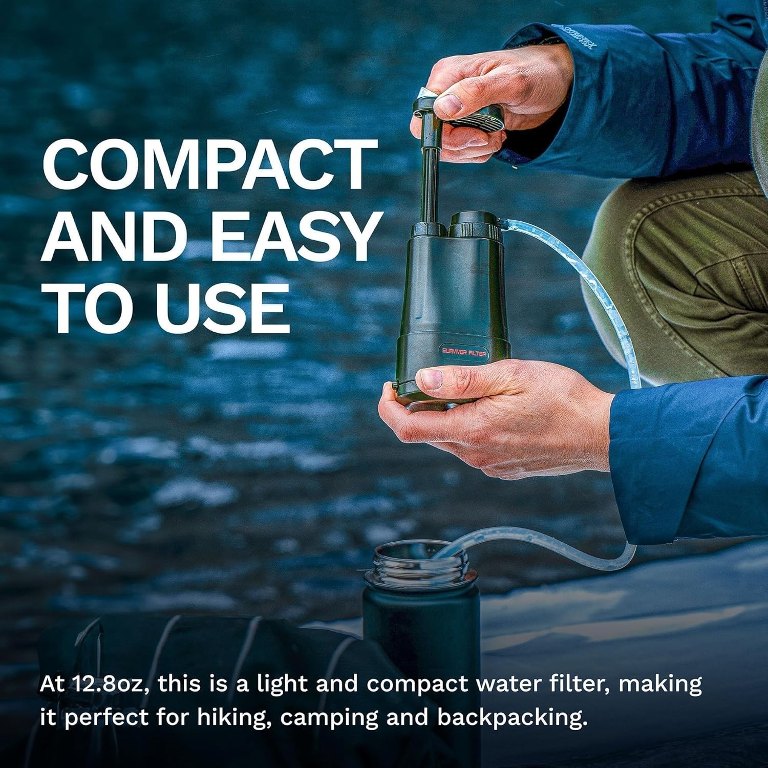 Survival Water Filter System with BPA Free Components and Carrying Case
