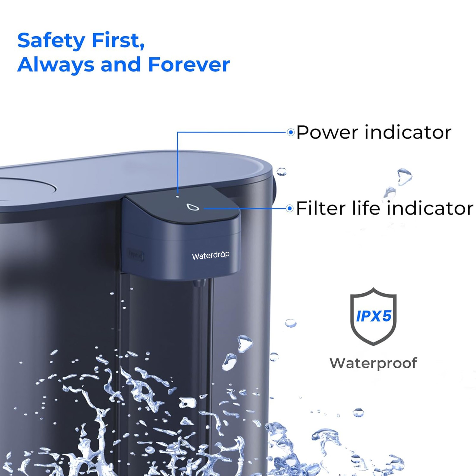 Waterdrop Compact Electric Water Filter Pitcher,200GallonWater Filter for Fridge