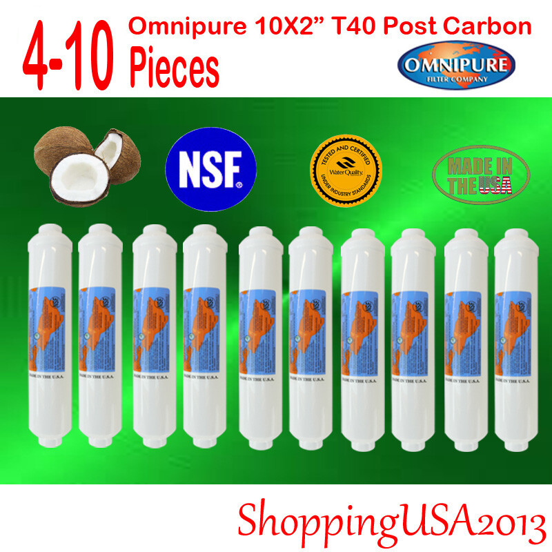 4-10 x Omnipure T40 Post Coconut Carbon Inline Filter 10X2″ RO Water Under Sink