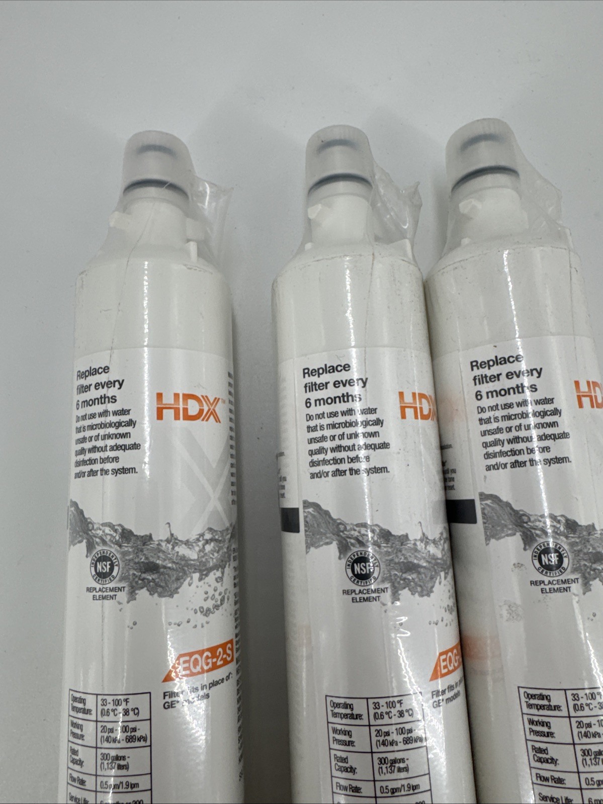 Lot of 3 HDX EQG-2-S Refrigerator Water Filter for GE Model RPWFE Fast Shipping.