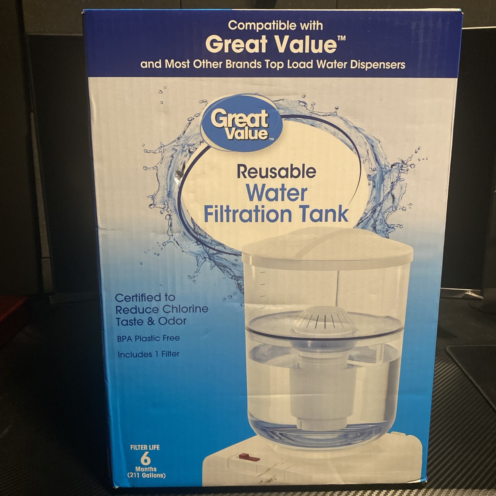 Great Value Reusable Water Filtration Tank for Top Loading Water Dispensers New