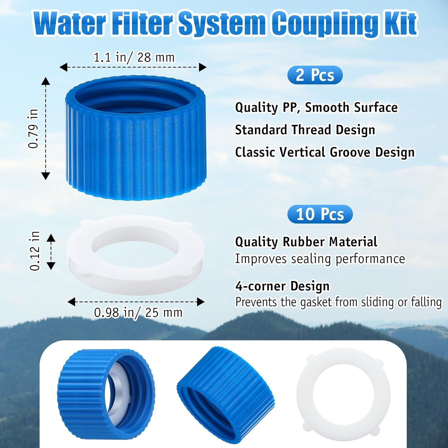 2 Pcs Water Filter Coupling Kit, Compatible with 28Mm External Threaded Water Fi