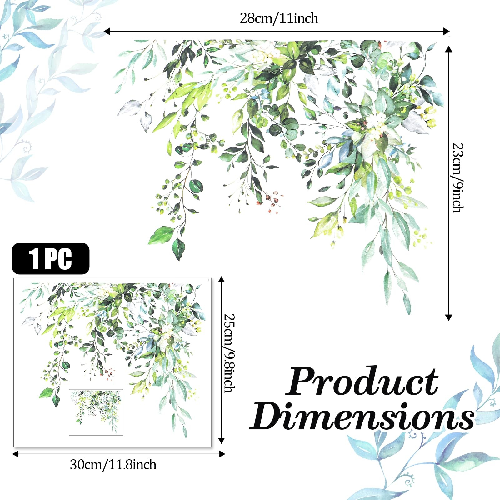Green Plant Leaves Flowers Toilet Seat Lid Stickers, DIY Removable Toilet Sticke