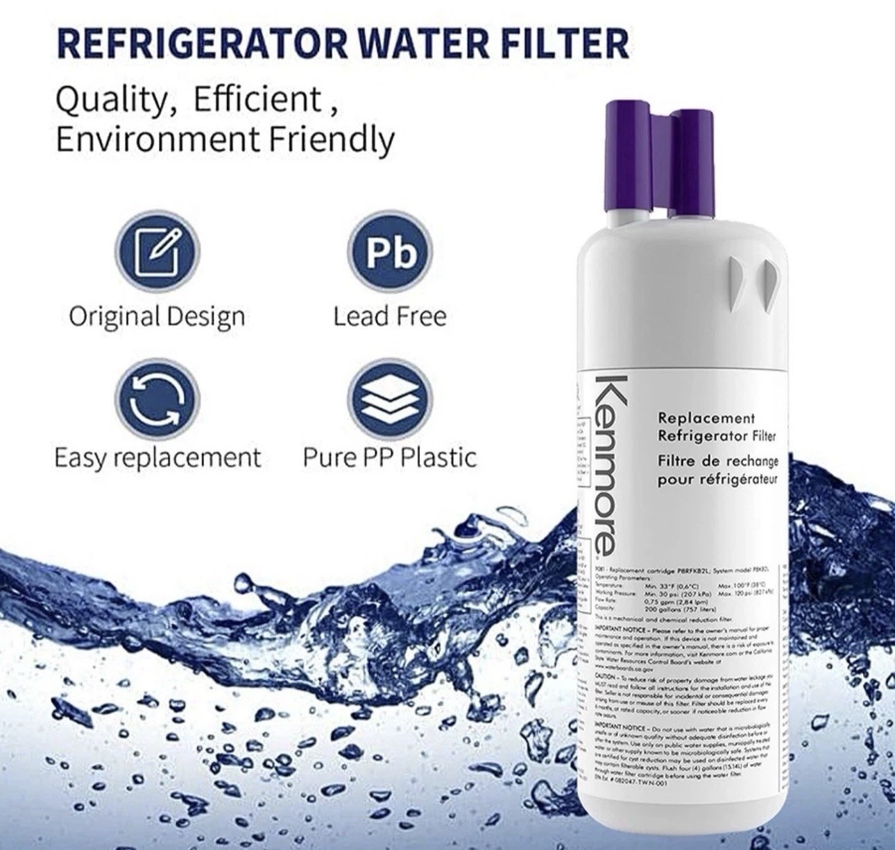 4 Pack For 9081 46-9081 46-9930 Replacement Refrigerator Water Filter Kenmore