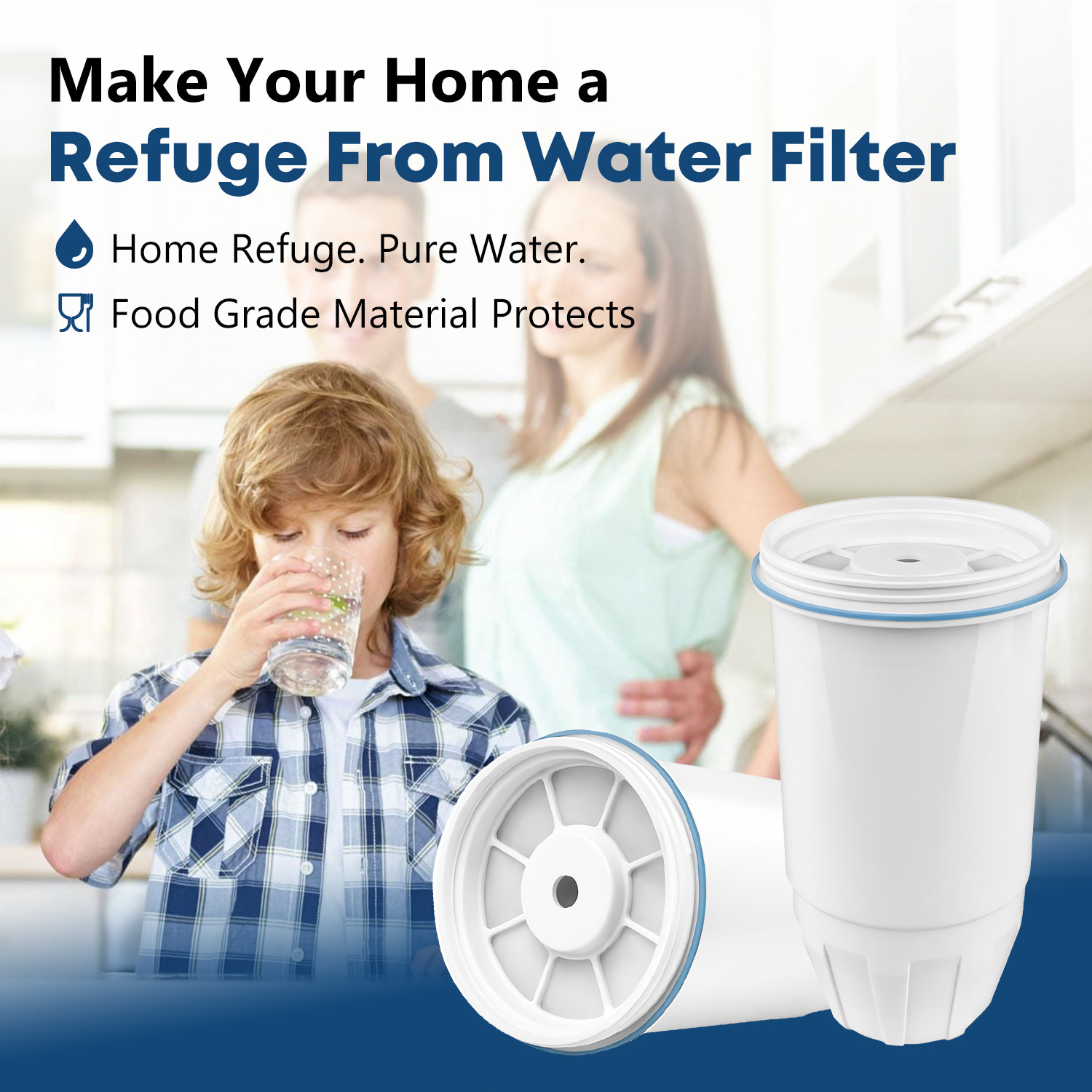 4 Pack Water Filter Replacement Fit for Zero Pitcher and Dispenser ZR-001 ZR-004