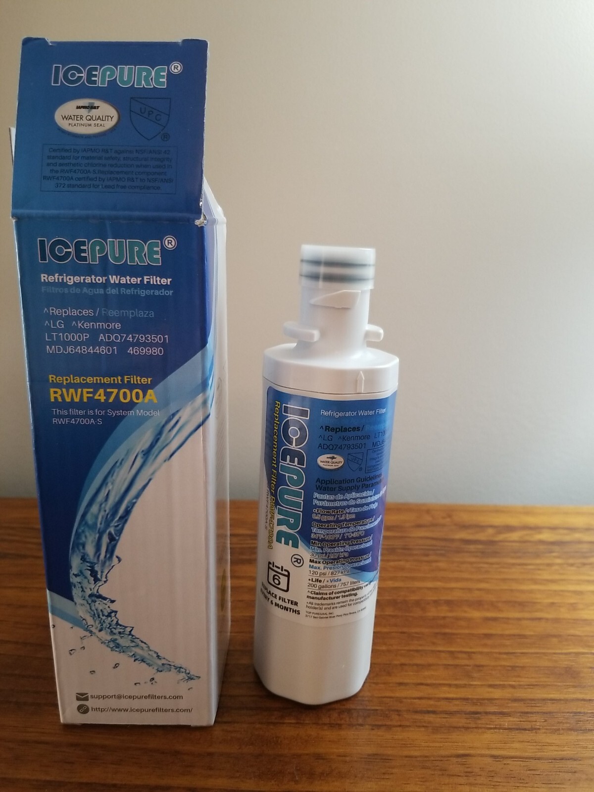 Ice Pure Refrigerator Water Filter RWF4700A LG Kenmore Opened packaging