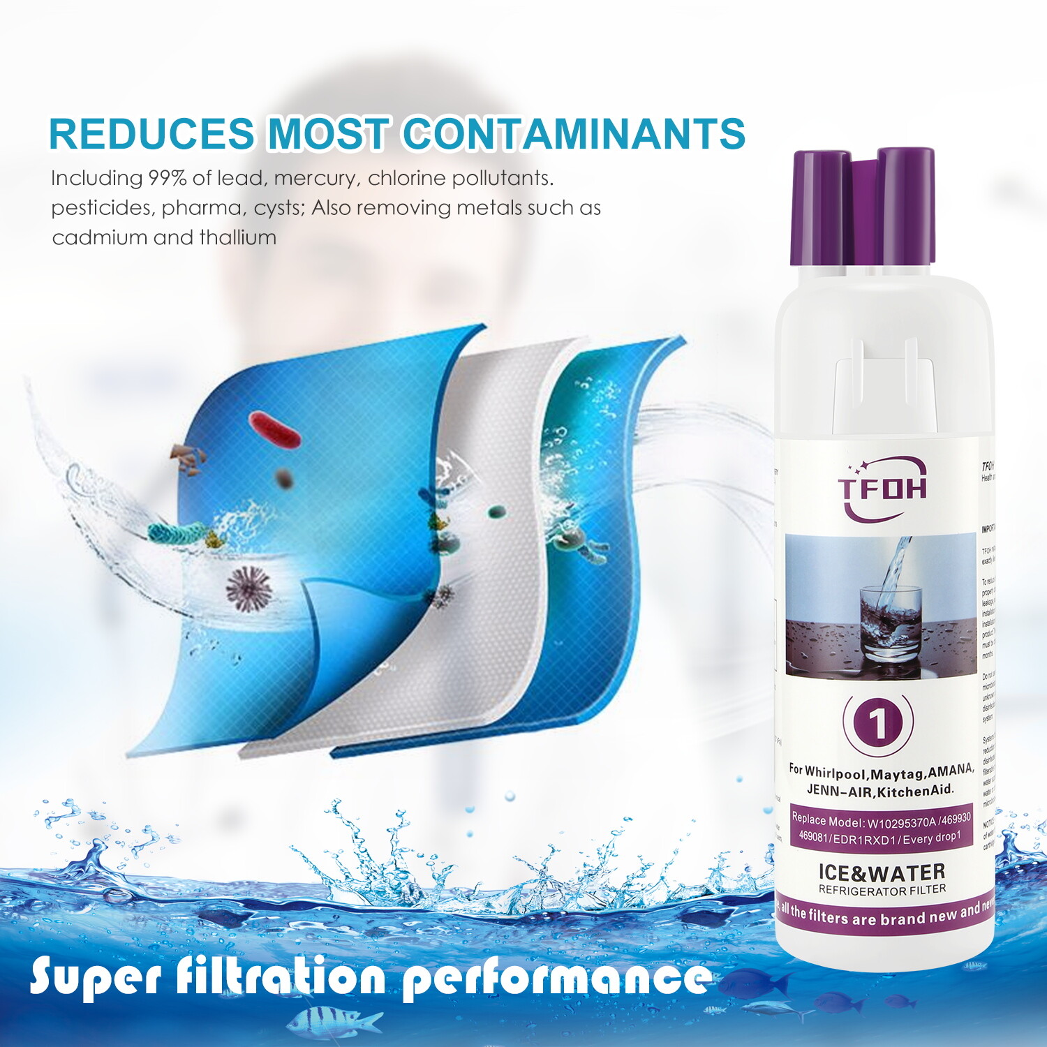 Refriger²ator Ice Replacement For W10295²370A EDR1²RXD1 Filter 1 9081 4PACKS