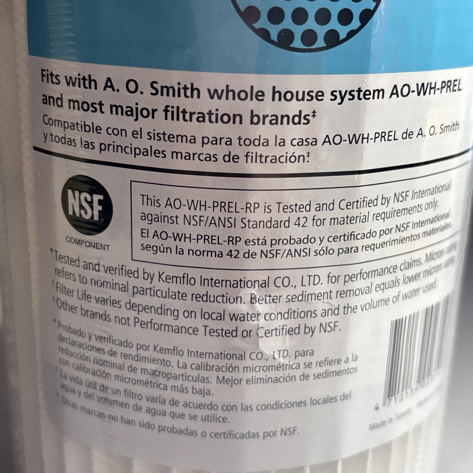 4.5″x10″ 20 Micron Sediment Water Filter Replacement Cartridge AO-WH-PREL-RP