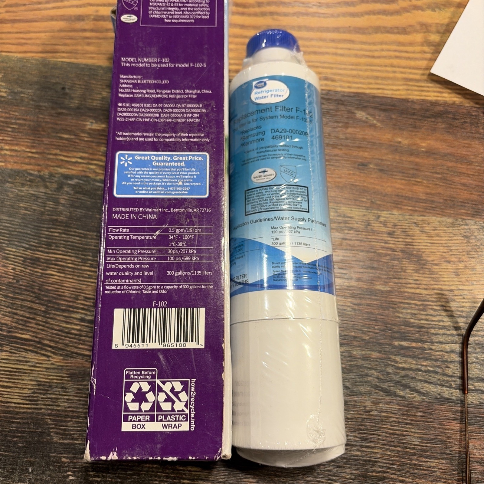 Great Value Refrigerator Water Filter-Replacement for Samsung & Kenmore